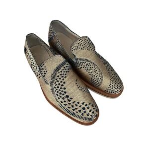 Free People Snake Eyes Gold Navy Metallic Loafers Size 39 US 8 Slip On #S77-1